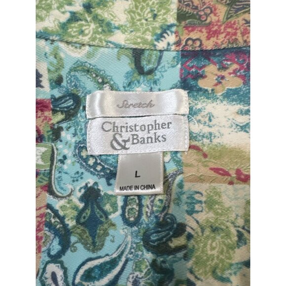 Christopher & Banks Multicolor Stretch Cotton Long Sleeve Shirt Jacket L - Picture 2 of 7